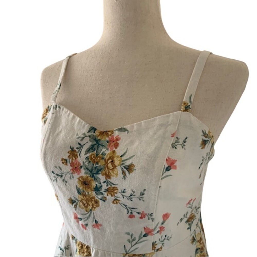 Old Navy Floral Country Cowgirl Dress M Western Prairie Linen‎ Rayon Boho EUC - Picture 3 of 12